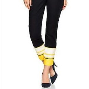 Slim Cropped Black Pants with Yellow Ankles